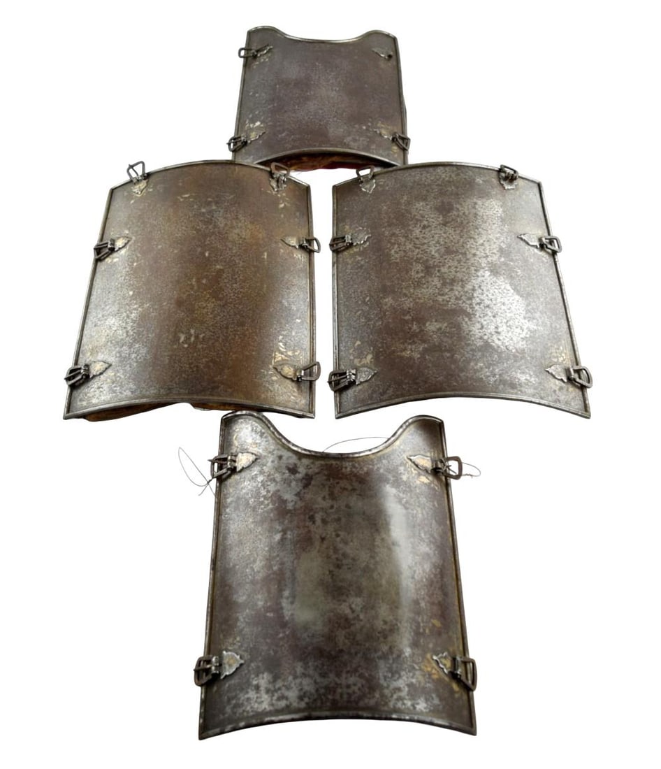 Fine 17th Century Mughal Indian Char-Aina (Chahar Aina) Four-Mirror Armor with Gold & Silver (1 of 18)
