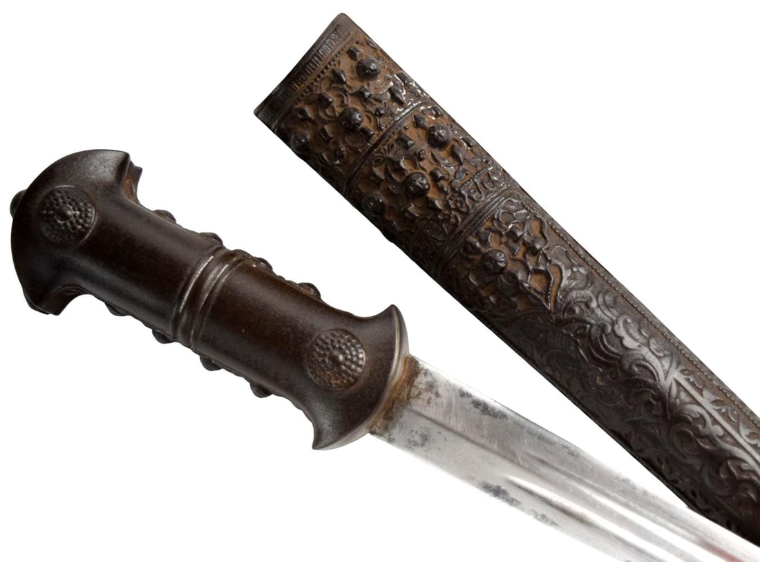 Late 18th-19th Century Ottoman Turkish Khanjar Dagger with Chiseled Steel Scabbard (1 of 20)