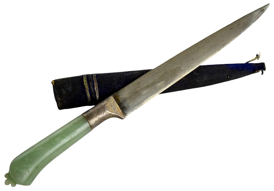 Fine Antique Kard Dagger with Wootz Steel and Green Jade Handle (1 of 15)
