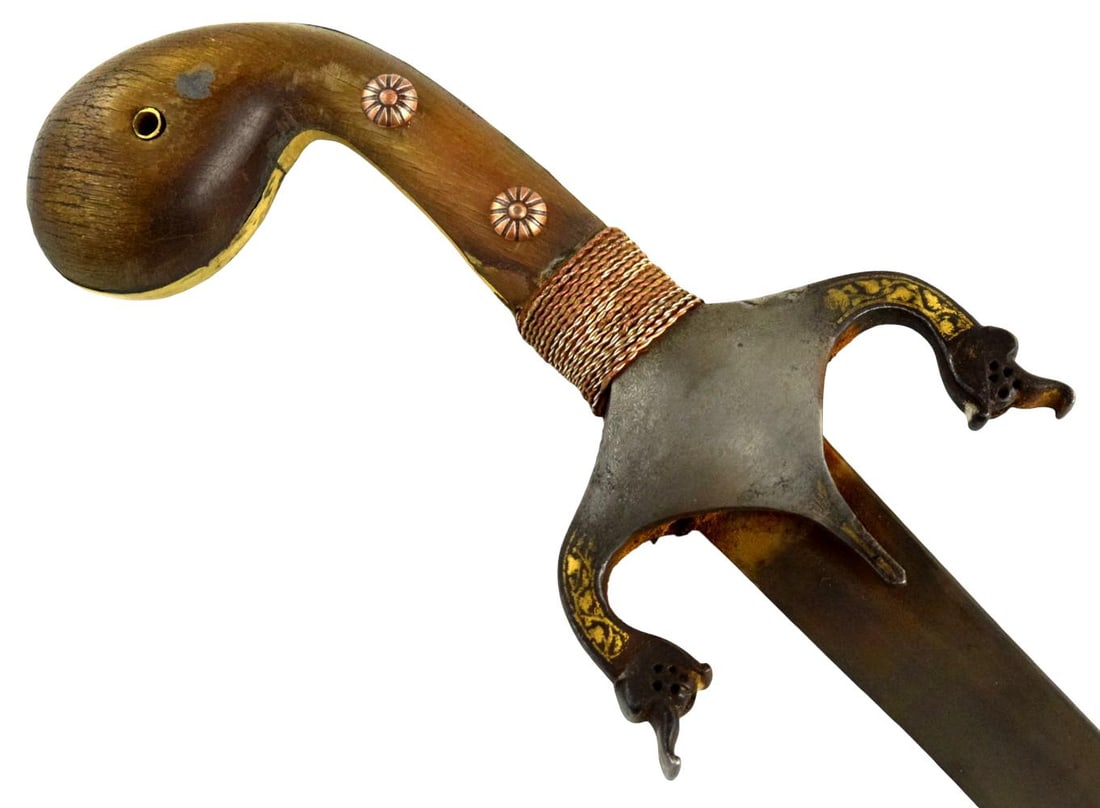 18th–19th Century Ottoman Turkish Shamshir with Gilt Zoomorphic Hilt ~ Wootz Blade (1 of 20)