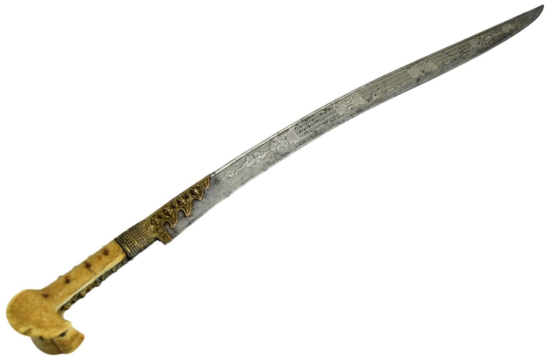 Antique 18th Century Ottoman Turkish Yatagan with Silver-Inlaid Blade (1 of 20)
