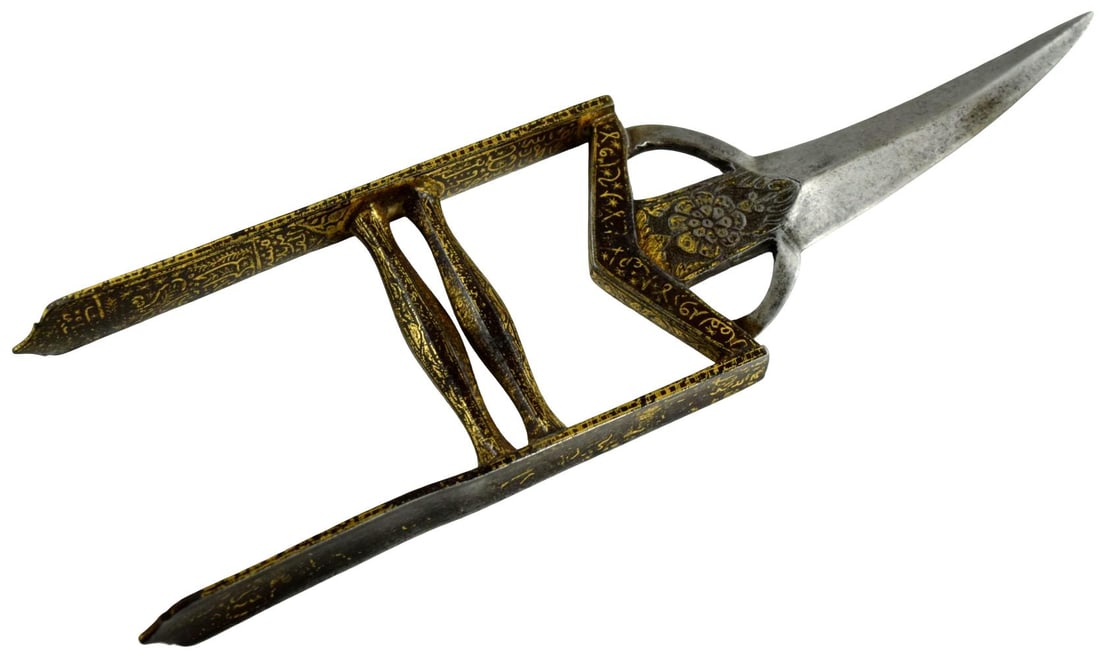 Fine 17th–18th Century Mughal Indian Gold Koftgari Katar Punch Dagger with Curved Blade & (1 of 20)
