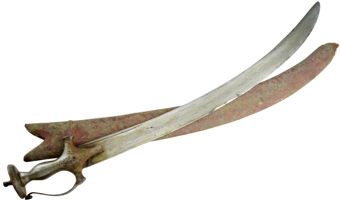 17th–Early 18th Century Indian Tulwar Battle Sword with Large Fighting Damascus Blade (1 of 20)