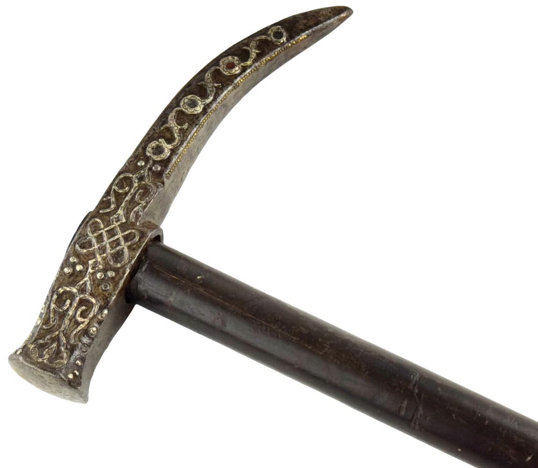 Rare 17th 18th Century Polish or Hungarian Silver-Inlaid Cavalry War Hammer (Nadziak) (1 of 20)
