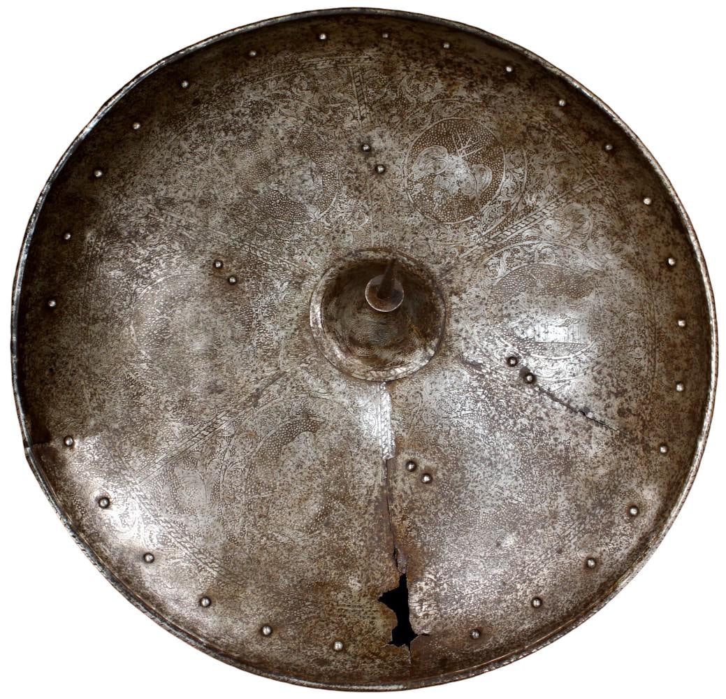 Excellent Huge Italian Renaissance Style Etched Steel Rotella Shield, 19th Century (1 of 20)