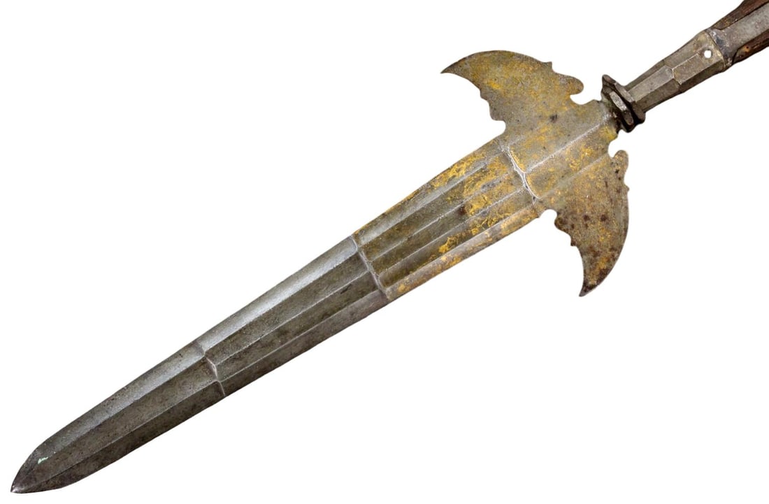 Rare Late 15th Early 16th Century Italian Partisan Polearm (Partigiana) with Gilt-Inlaid Blade and (1 of 20)