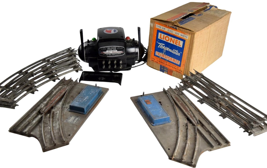 Lionel Multi-Control Trainmaster Type ZW Transformer + Extras: Lionel Multi-Control Trainmaster Type ZW Transformer with original box. Pair American Flyer 0 Gauge switches. For additional images please visit sofedesignauctions.com Detailed condition