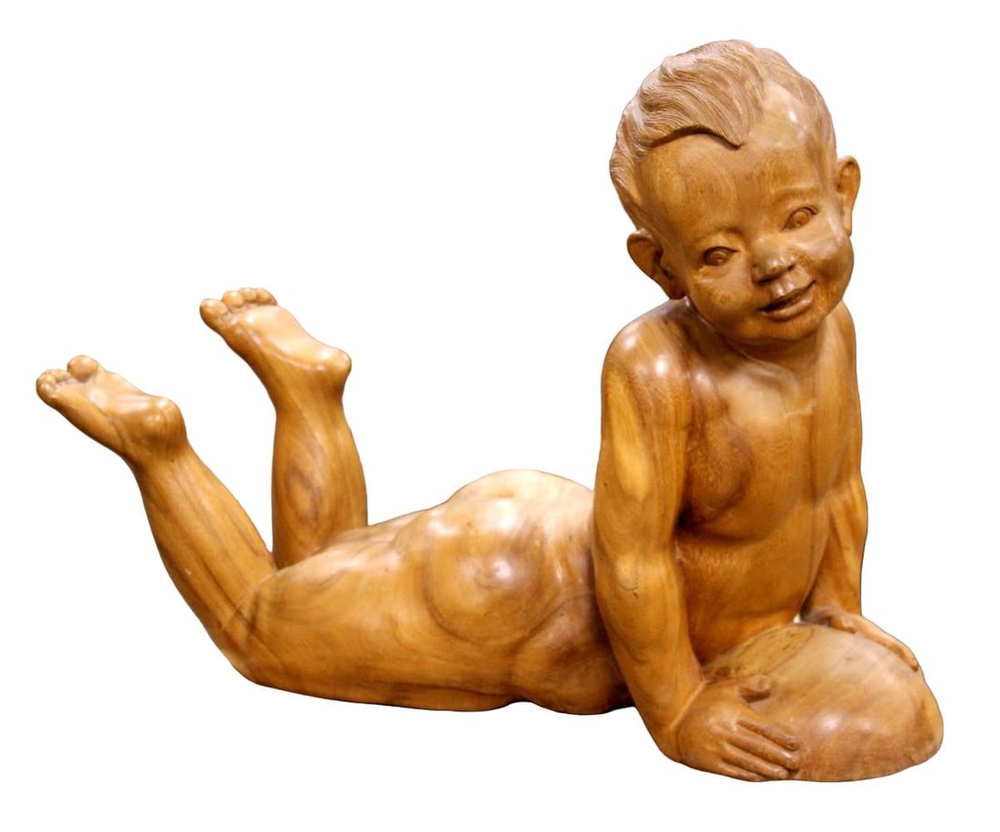 Hand Carved Wooden Sculpture by Artist I W MUDANA Bali: Very fine hand carved sculpture by Bali's one of best master wood carvers I W MUDANA. I Wayan Mudana is a celebrated master traditional woodcarver from Bali, Indonesia, known for his deeply intricate