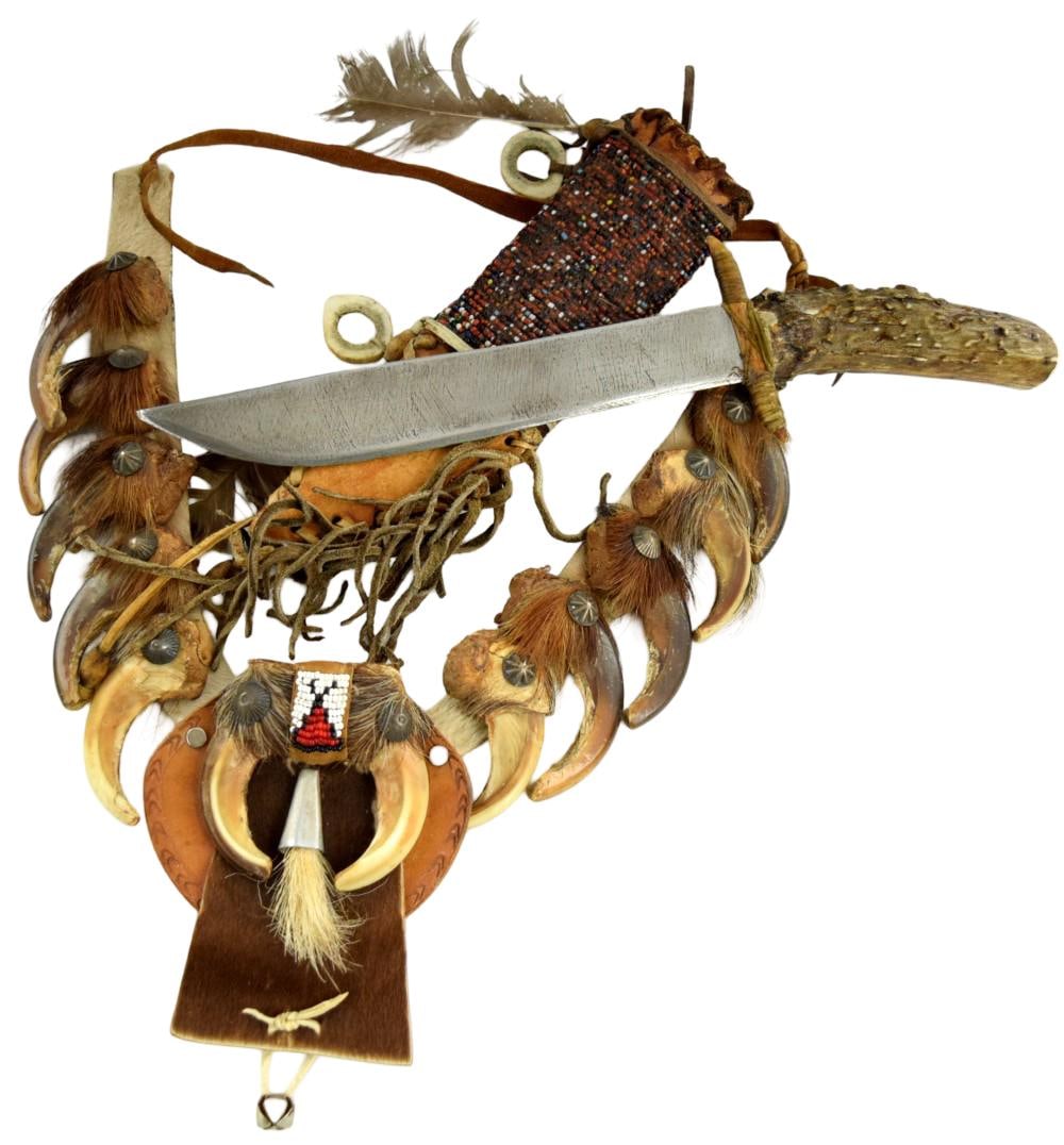 Native American Bear Claw Necklace With Named Indian Knife (1 of 20)