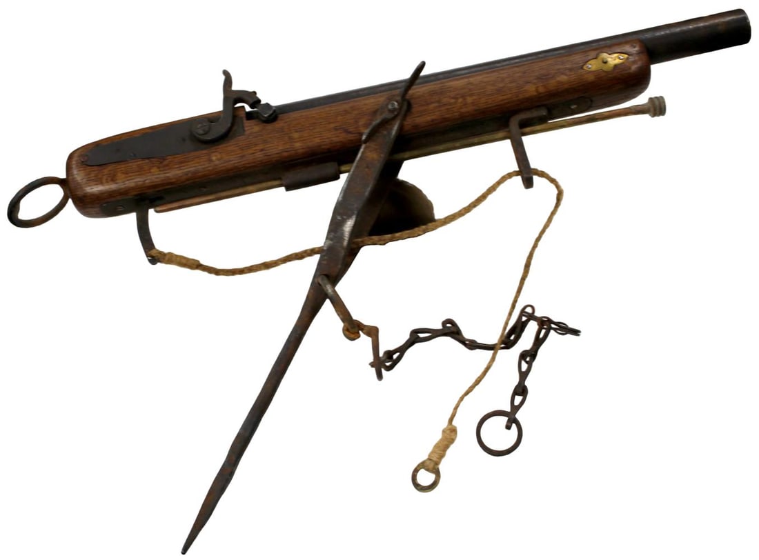 RARE 19th CENTURY HMONG SOUTHEAST ASIAN "MONKEY GUN" MUSKET: Hmong / Laotian Southeast Asian muzzle-loading hunting musket, commonly referred to by collectors as a "monkey gun", likely late 19th century. Of traditional indigenous manufacture, the gun features a