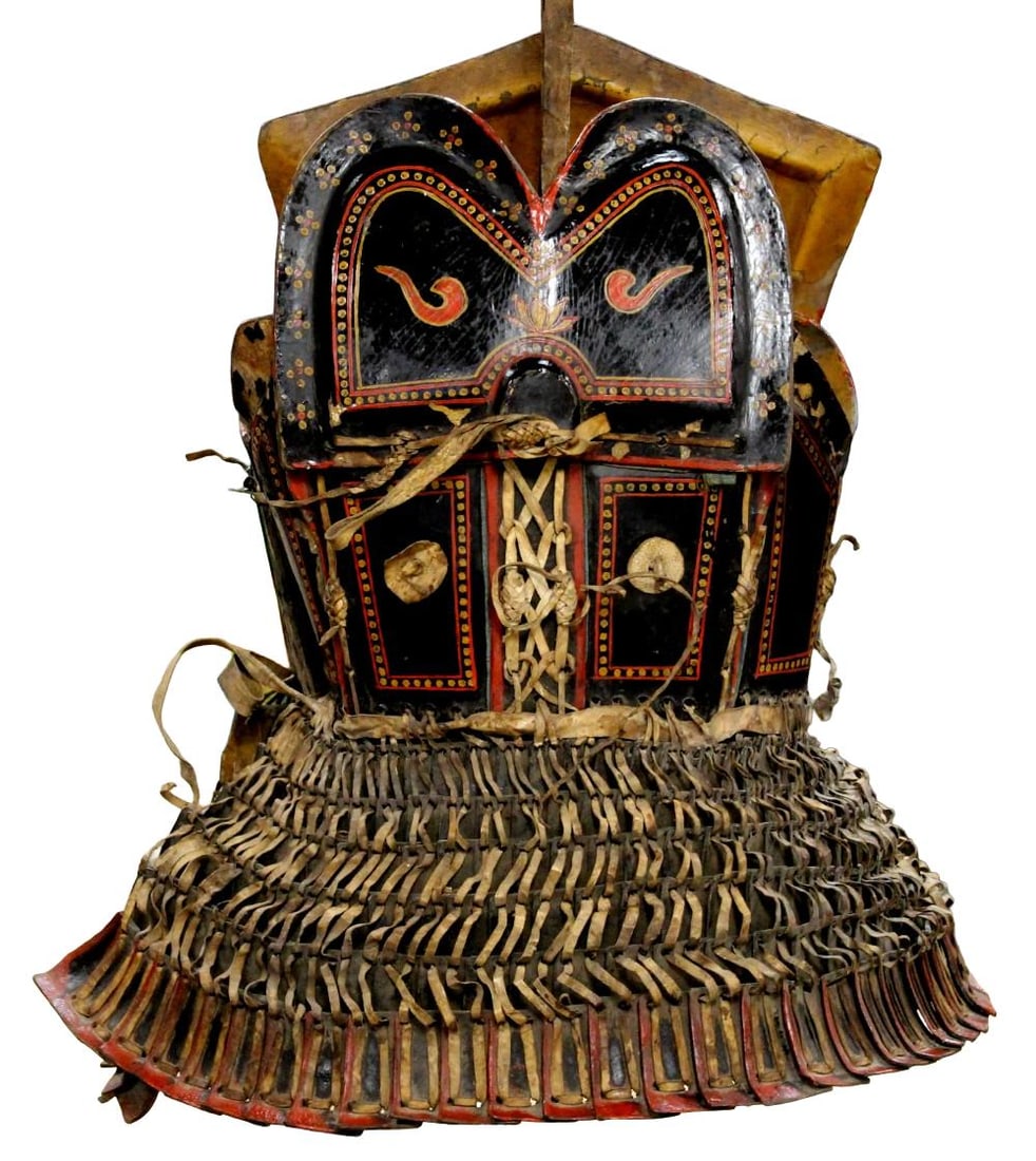 Antique Yi Nuosu Armor Cuirass, 18th - 19th C., China. Wood, leather, lacquer. (1 of 20)