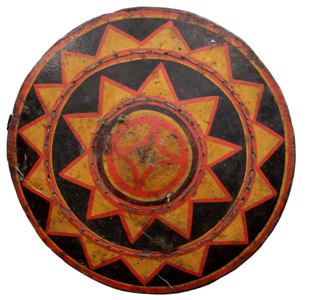 RARE 17th -18th C. CHINESE YI (LOLO) PAINTED SHIELD, SICHUAN (1 of 18)