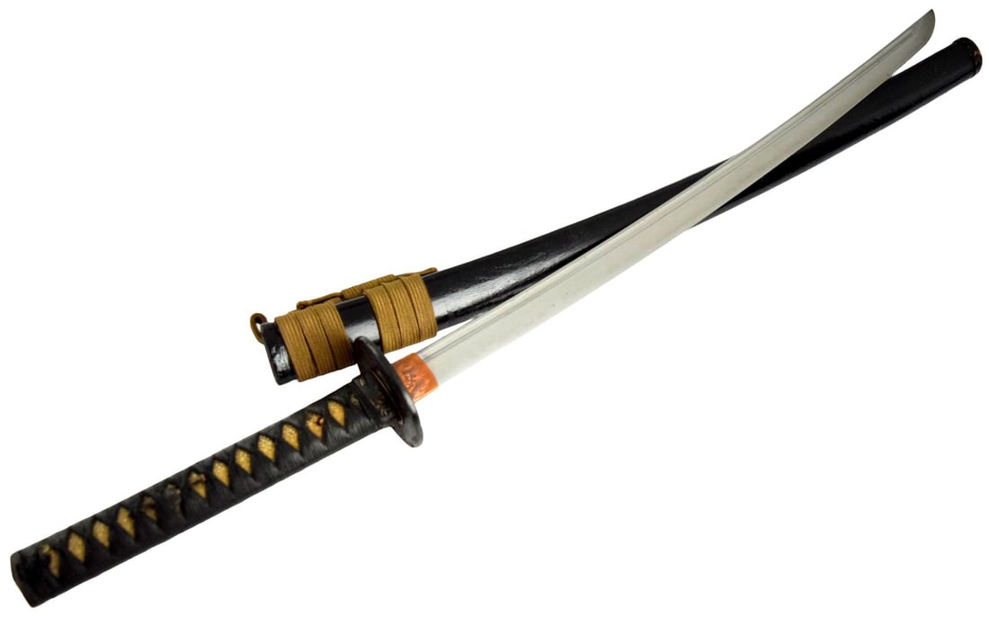 Attractive and heathy old koto Japanese sword wakizashi 14th / 16th century blade in full old: Attractive and heathy old koto Japanese sword wakizashi 14th / 16th century blade in full old Samurai mount with old Edo fittings. Unsigned beautiful blade with groove all the way down to the end of t