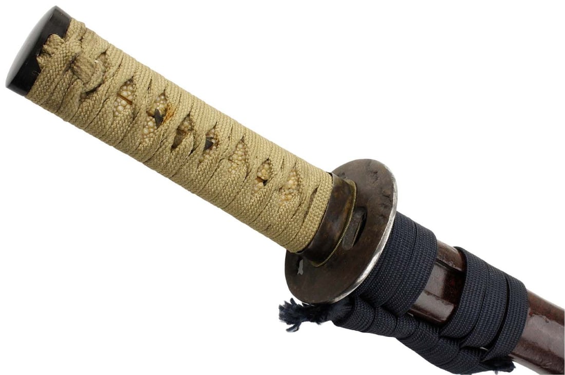 Antique Japanese Samurai Wakizashi Sword Dagger With Nice Mounts, Carp Fish Menukies & Mumei Koto Or: Antique Japanese Samurai Wakizashi Sword Dagger With Nice Mounts, Carp Fish Menukies & Mumei Koto Or Shinto Era Blade. Signed Tsuba. Total Length (inside Scabbard If Present): 24 1/8", Blade Length: 1