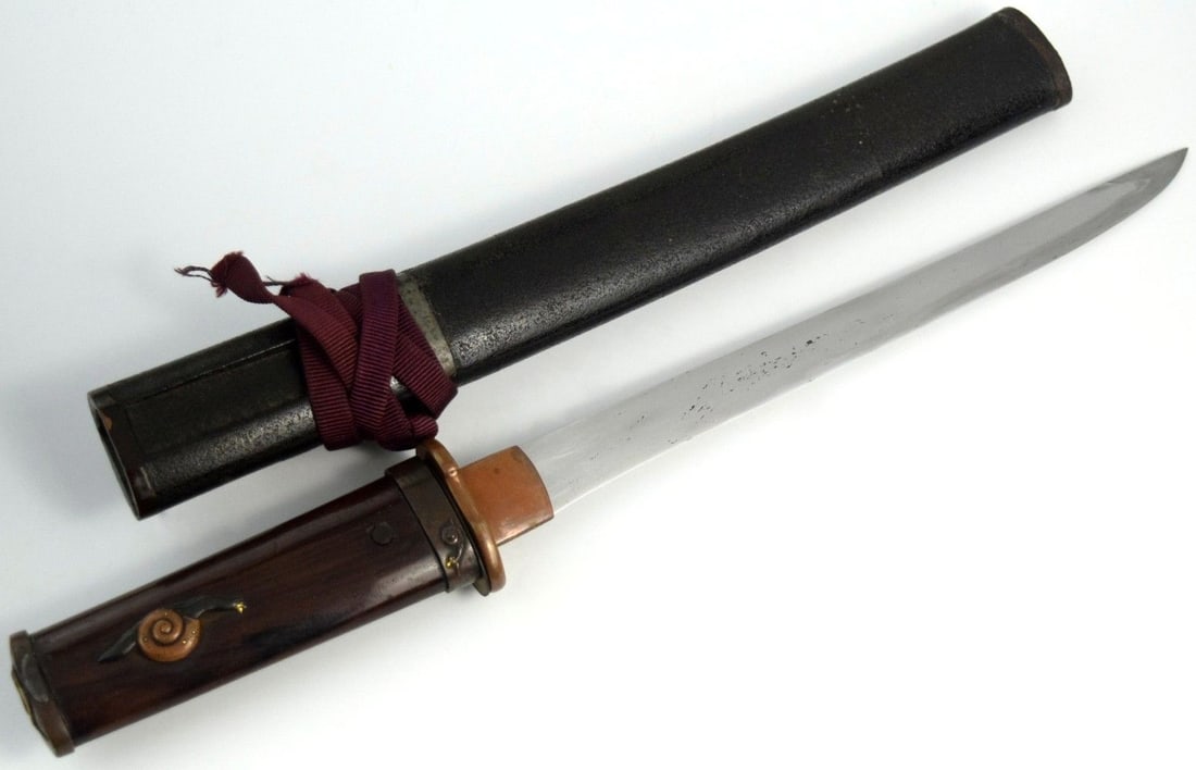 Very Nice KOTO era Japanese Samurai YOROIDOSHI-TANTO Dagger, Lovely Matching Large Snail Mounts, (1 of 20)