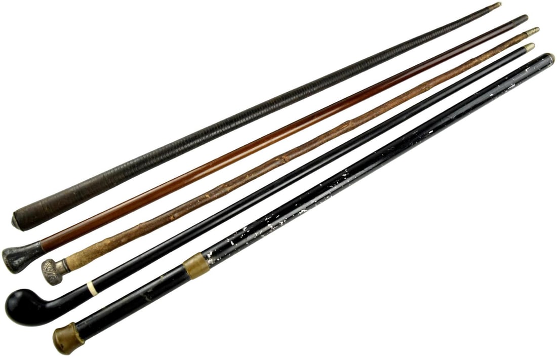 Group Of 5 Antique Walking Canes Sticks (1 of 12)