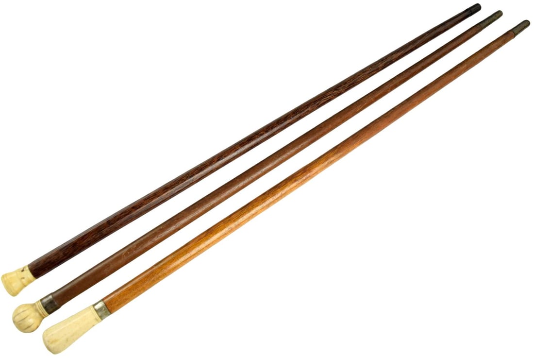 Group 3 Antique Carved Handles Walking Sticks One With Compass (1 of 9)