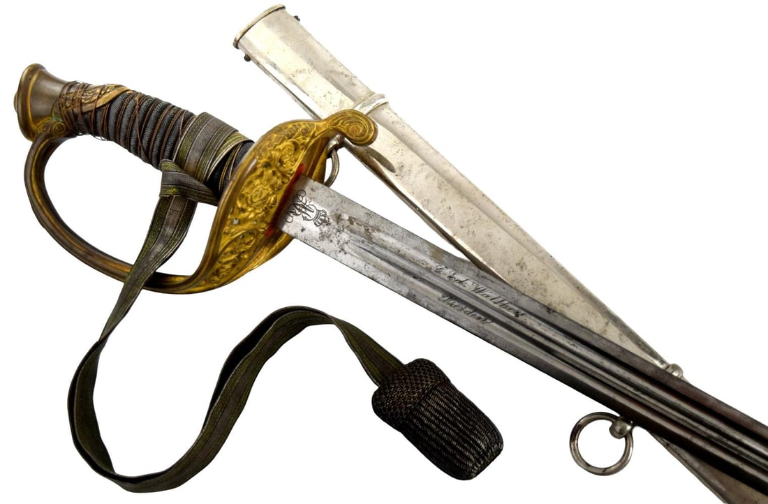 Fine Saxon Officerâ??s Sword, Named Blade, Portepee & Steel Scabbard, c. 1900 (1 of 20)