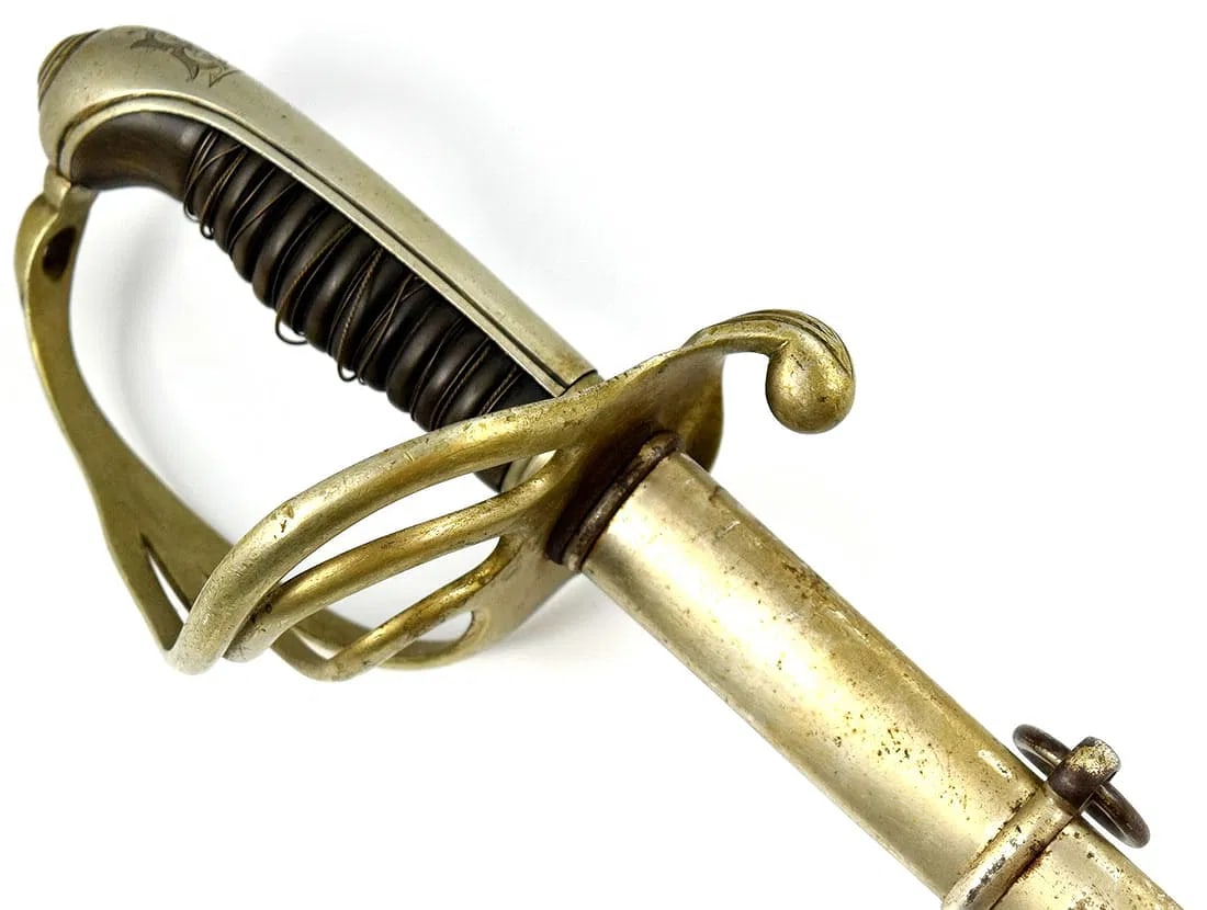 WWI - WWII German NCO Officer Sword: WWI - WWII German NCO Sword. Blade is marked near ricasso. Total length (inside scabbard if present) : 39 3/4", Blade length : 33 1/4". ~. For additional images please visit sofedesignauction