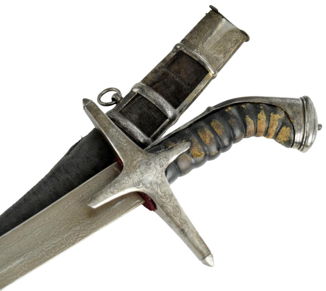Striking 18th Century Hungarian Hussar Saber with Damascus Blade & Mounted Scabbard (1 of 20)