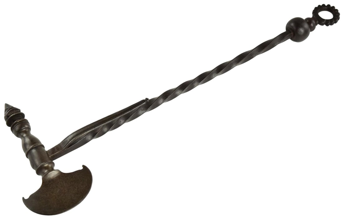 Rare 17th Century European Poleaxe / Ceremonial Axe with Crescent Blade, Twisted Shaft & (1 of 19)
