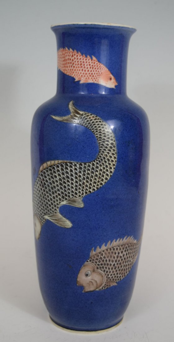 Chinese Glazed Porcelain Vase with Enameled Fish (1 of 4)