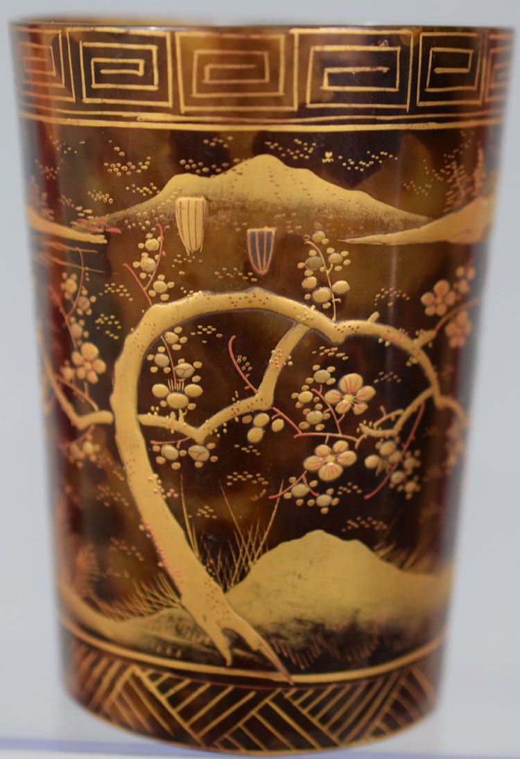 Japanese Turtle Shell Cup with Golden Inlaying (1 of 3)