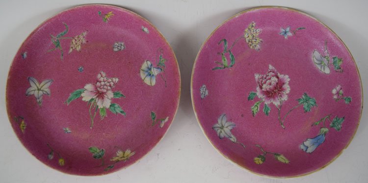 Pr. Chinese Qing famille rose porcelain plates (1 of 6)