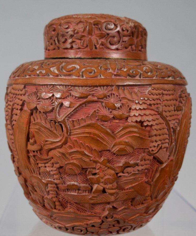 Chinese Cinnabar Lacquer Cover Jar (1 of 5)