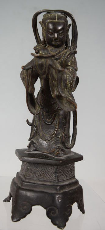 Chinese Ming Dynasty Young Monk Bronze Figurine (1 of 6)