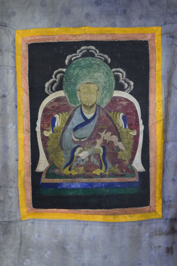 Rare, 19th C Chinese Religious Painting on Silk Tanka (1 of 5)