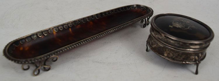 2 European Tortoise Shell fancy  Desk Set (1 of 4)