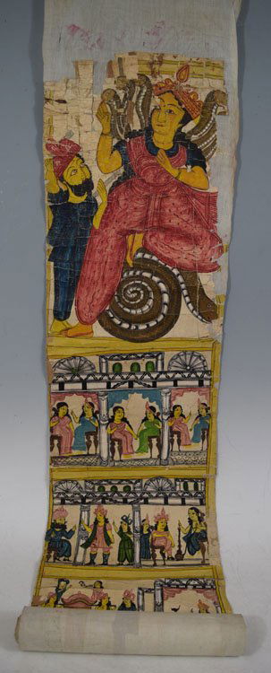 19th C. Cheriyal Indian Handpainted Narrative Scroll (1 of 5)