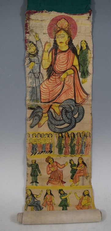 19th C. Cheriyal Indian Handpainted Narrative Scroll (1 of 4)