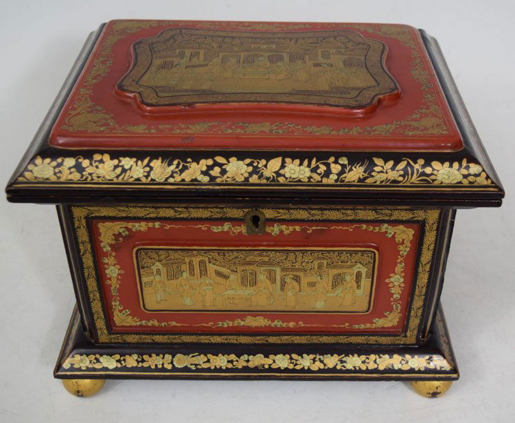 Vintage Chinese Encrusted Lacquered Jewelry Box (1 of 6)