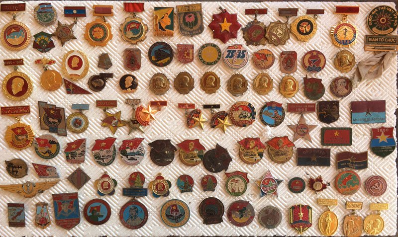 Collection of over 90 Asian Military Badge and Medals: Collection of over 90 Asian Military Badge and Medals. Including some Chinese and Vietnamese badges and medals. Part of large collection of Asian military of a private collector from Denver Colorado.