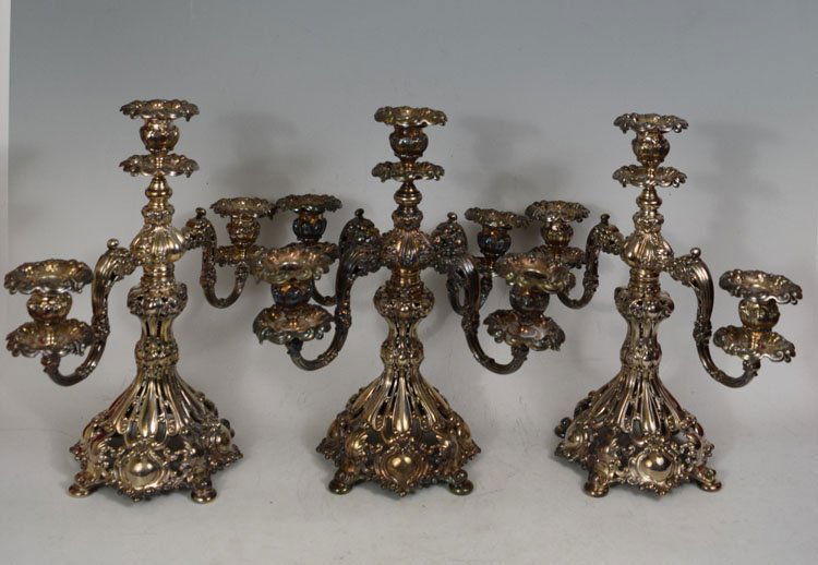 Set of Three Reed & Barton Silver Plated two Three-Ligh (1 of 5)