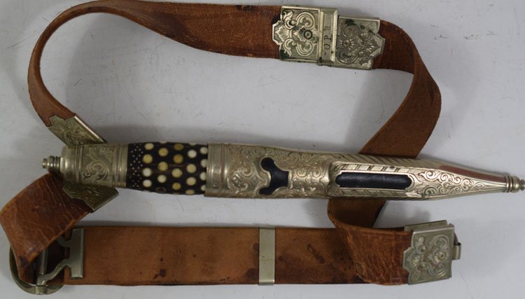 Old Scandinavian Knife with the Belt: Old Scandinavian Norwegian Knife with the Belt. Maker marked on both knife and belt. 9.25" in total length . 3.5" length of the blade.