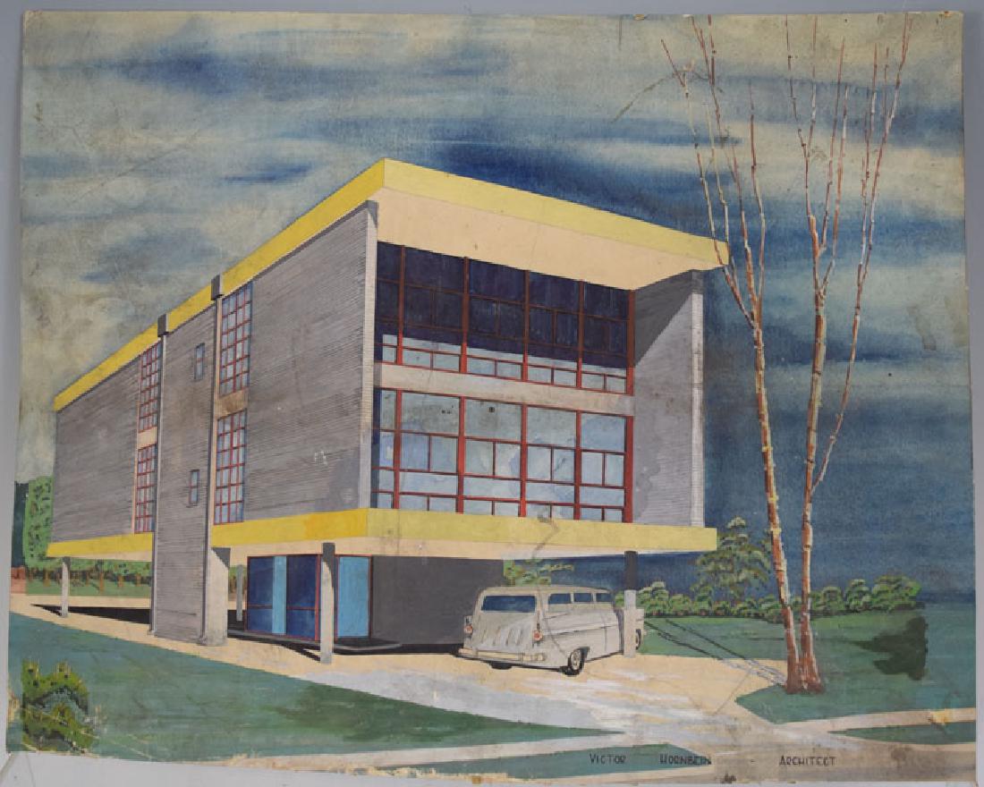 Mid-century Art Deco Architect Watercolor, Victor (1 of 3)