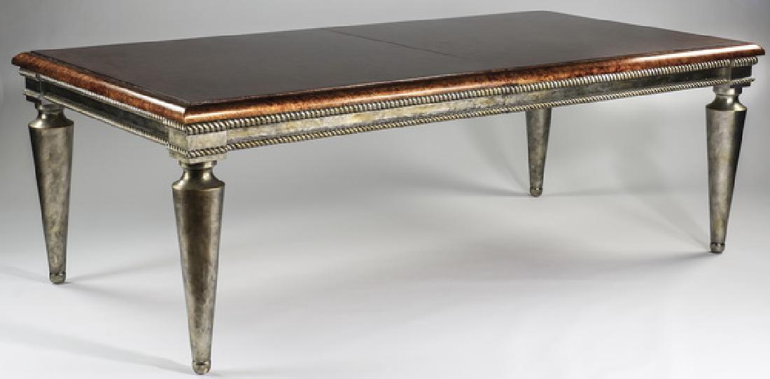 Silver gilt & faux burlwood dining table w/leaves (1 of 4)