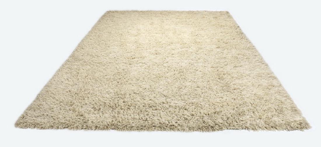 Stark Carpet cream wool shag rug. 17' long (1 of 3)