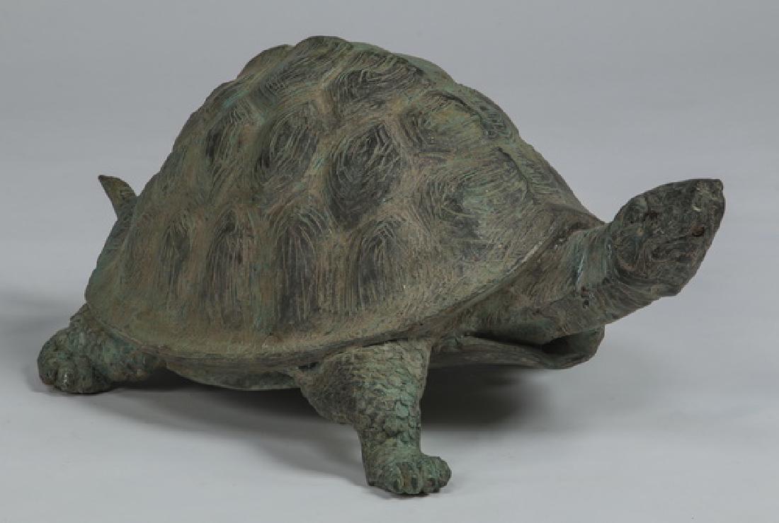 Patinated bronze turtle garden ornament, 18"w (1 of 3)