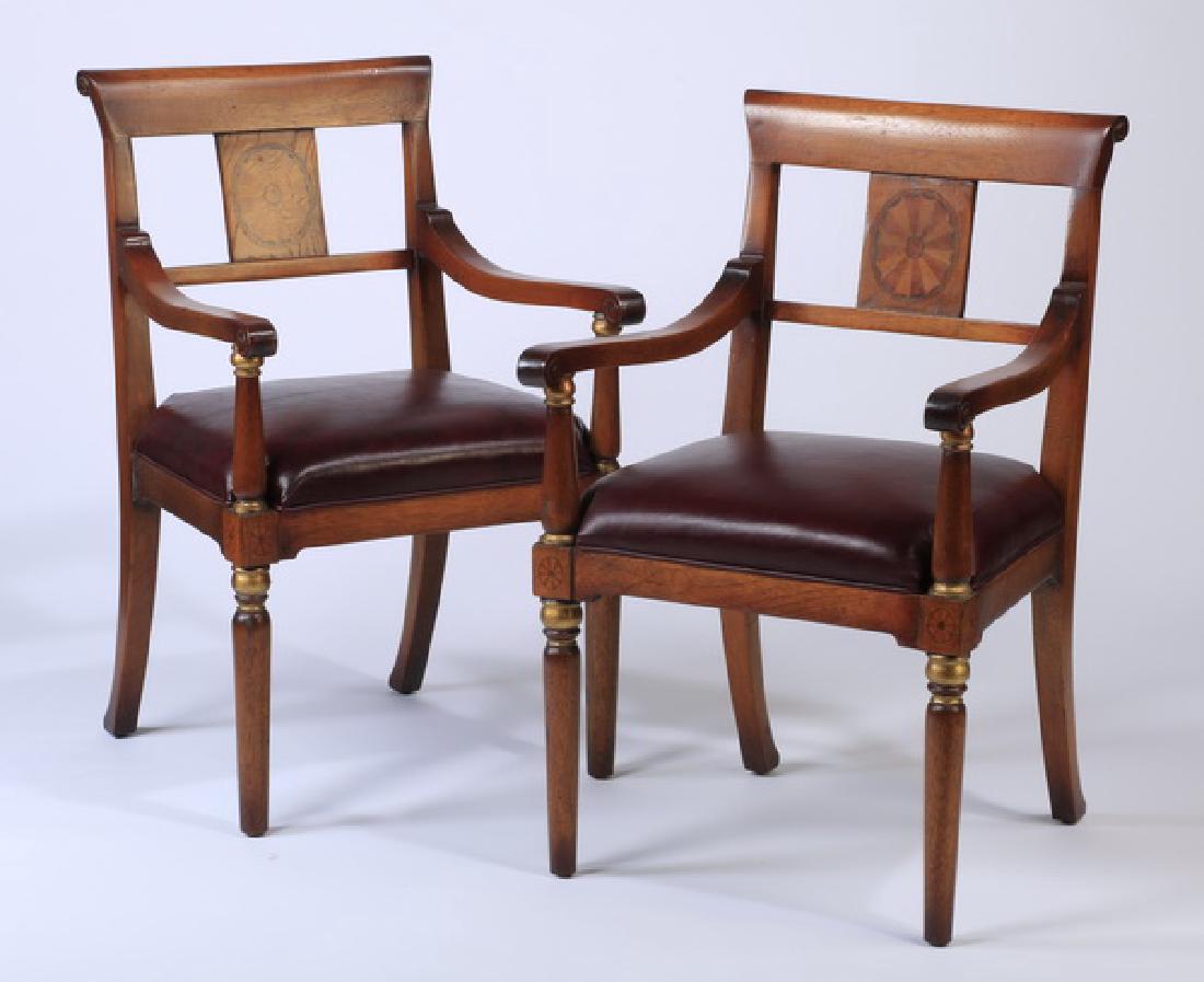 (2) Biedermeir style armchairs with leather seats (1 of 2)