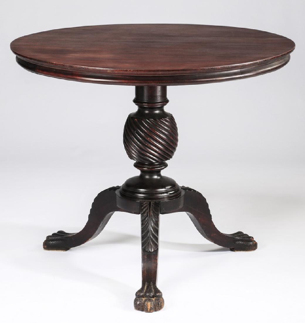 Empire style mahogany center table, 36"dia (1 of 2)