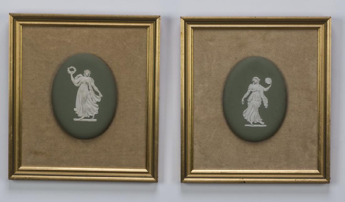 Pair of framed 'dancing hours' jasperware plaques (1 of 3)