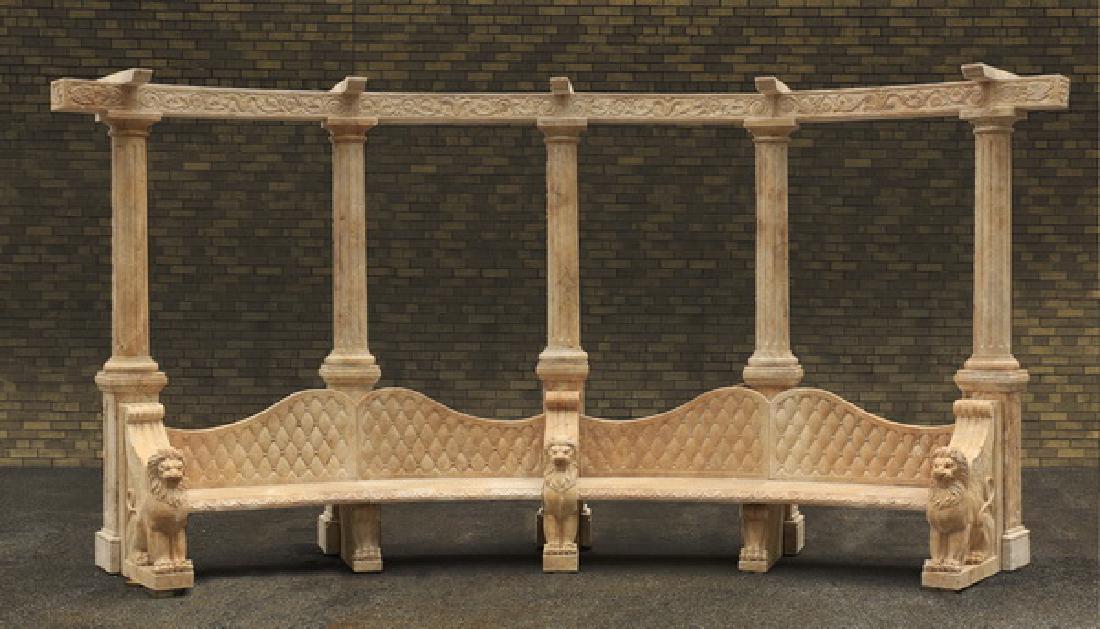 Neoclassical style marble garden bench, 159"l (1 of 5)