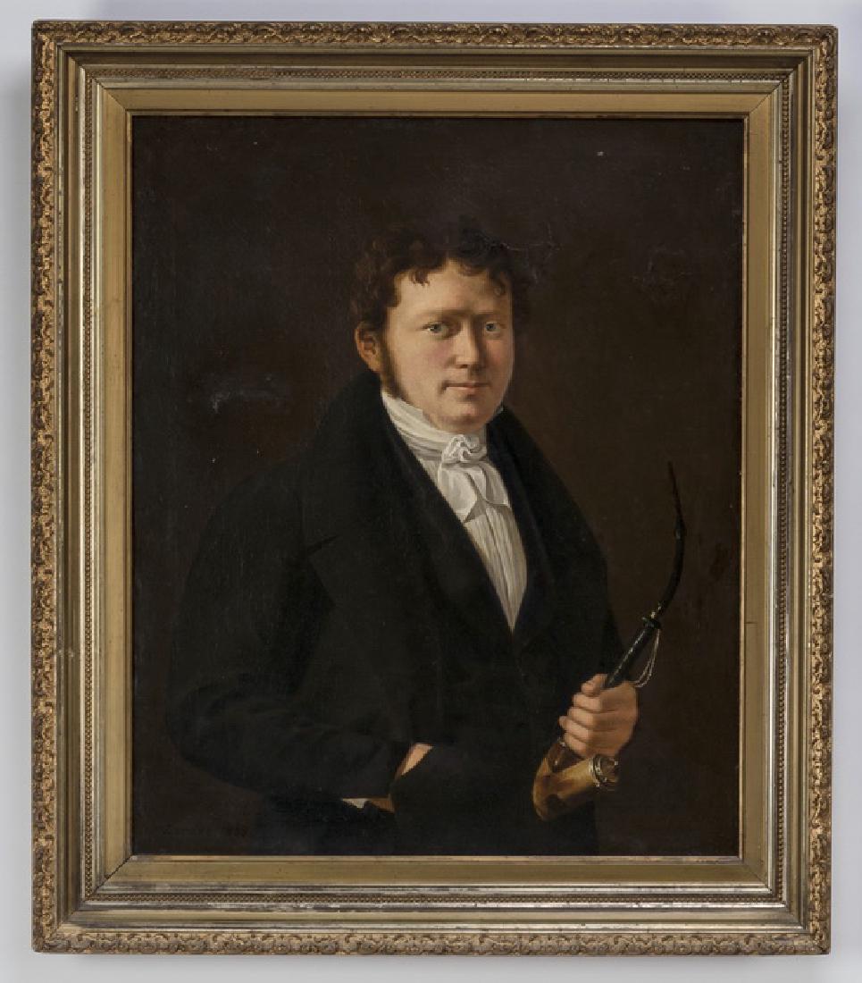 19th c. American portrait of a gentleman with pipe (1 of 3)