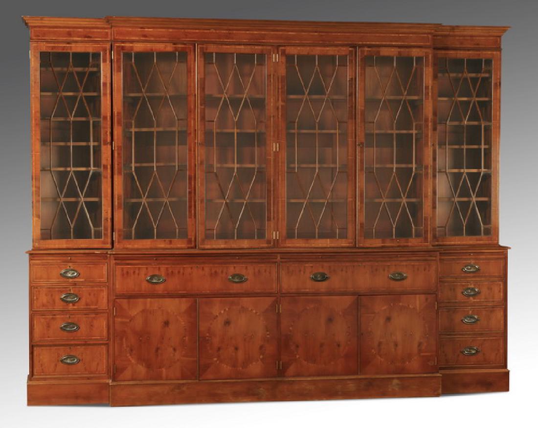 English Regency style breakfront bookcase, 97"h (1 of 8)