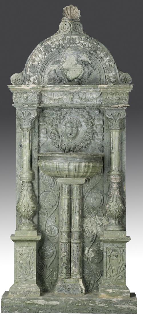 Continental green marble wall fountain, 93"h (1 of 7)