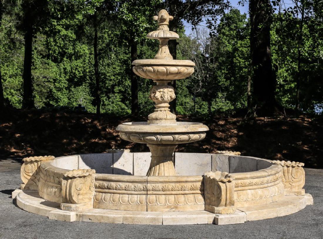 Neoclassical style marble fountain, 131"dia. (1 of 5)